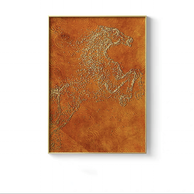 Modern Abstract Golden Horse Canvas Paintings and Wall Art Pictures for Living Room Office Home Décor