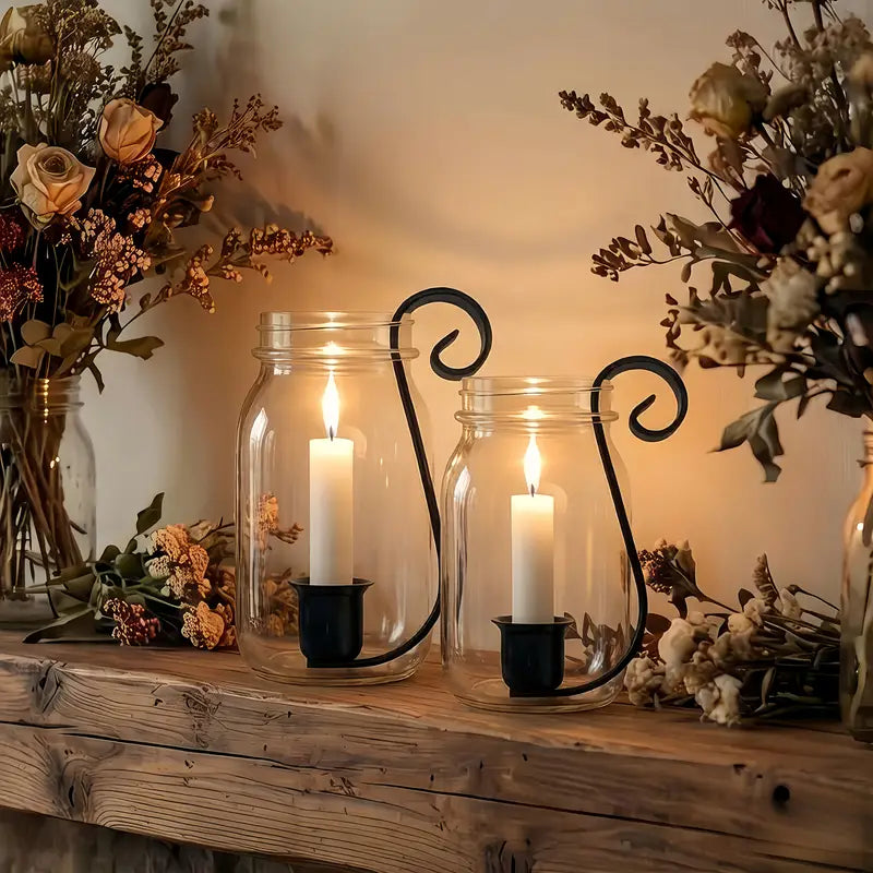 Mason Jar Cone-Shaped Candle Liners, Farmhouse Style Hook Candle Holders, Retro Painted Cone-Shaped Candle Holders, Suitable for One Gallon Mason Jars Cone-Shaped Candle Holders