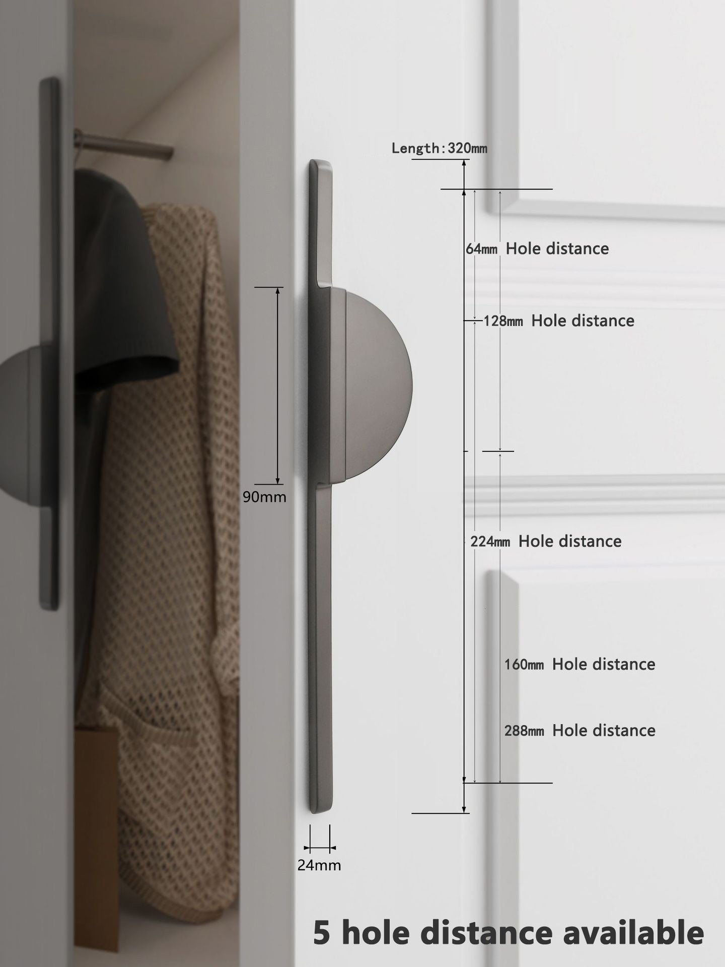 Home Style, Gold, Black and Grey Round Kitchen, Wardrobe Furniture Handles