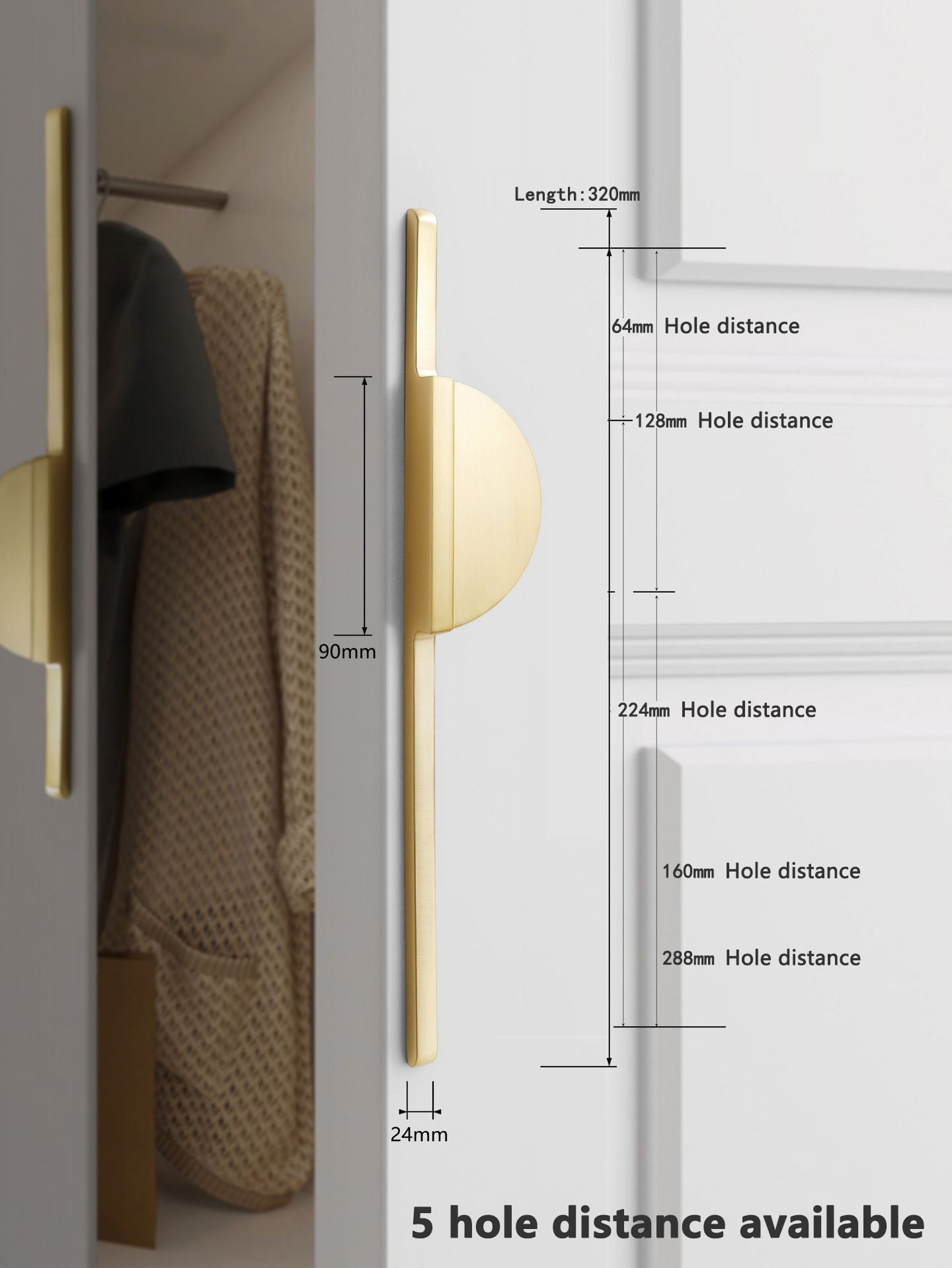 Home Style, Gold, Black and Grey Round Kitchen, Wardrobe Furniture Handles