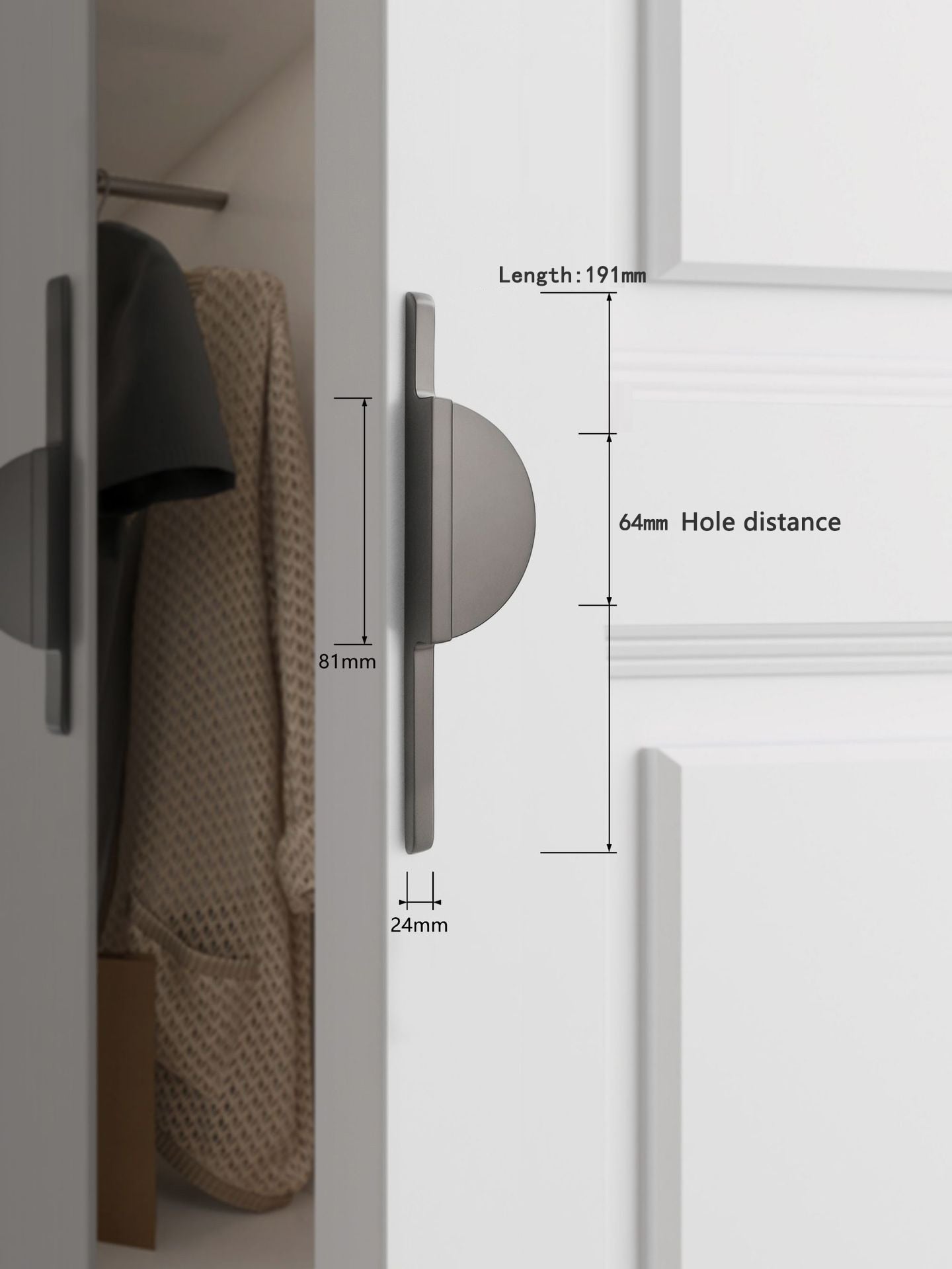 Home Style, Gold, Black and Grey Round Kitchen, Wardrobe Furniture Handles