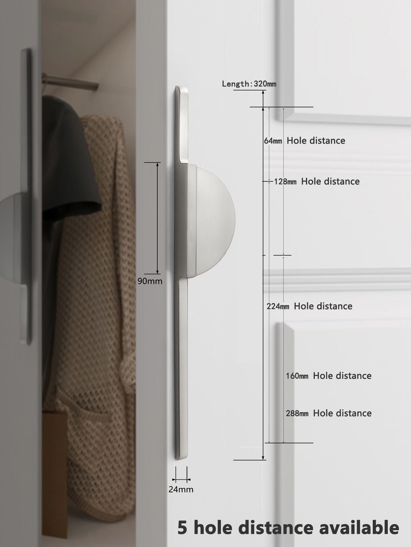 Home Style, Gold, Black and Grey Round Kitchen, Wardrobe Furniture Handles