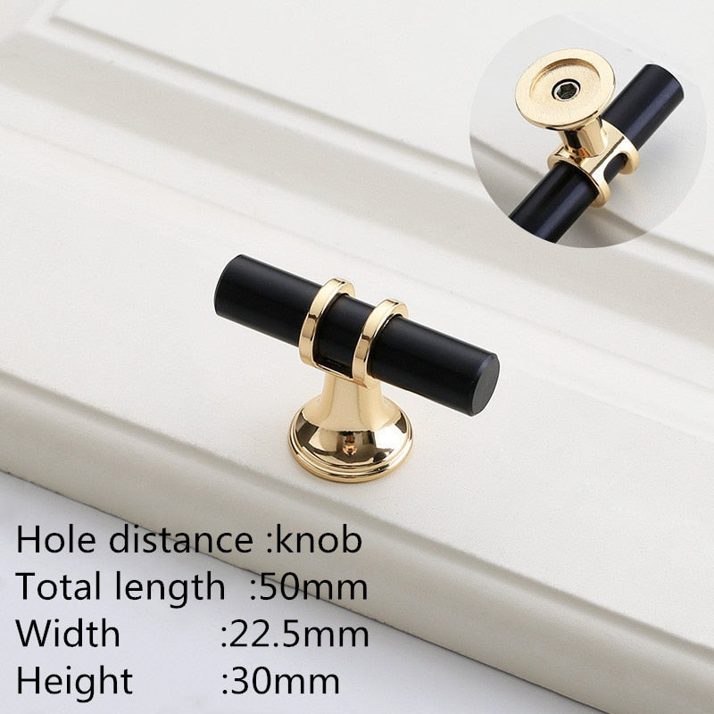 Modern Zinc Alloy Black Gold Door Handles