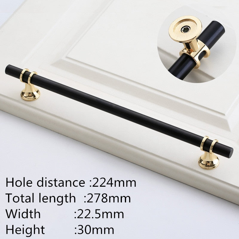 Modern Zinc Alloy Black Gold Door Handles