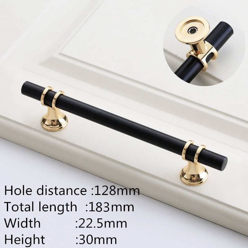 Modern Zinc Alloy Black Gold Door Handles