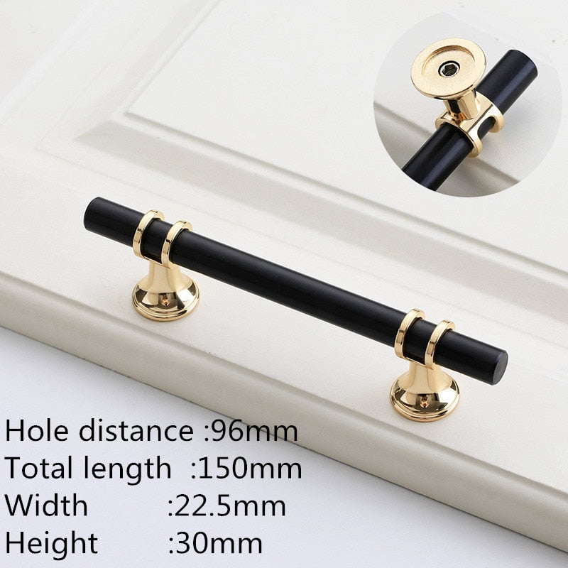 Modern Zinc Alloy Black Gold Door Handles