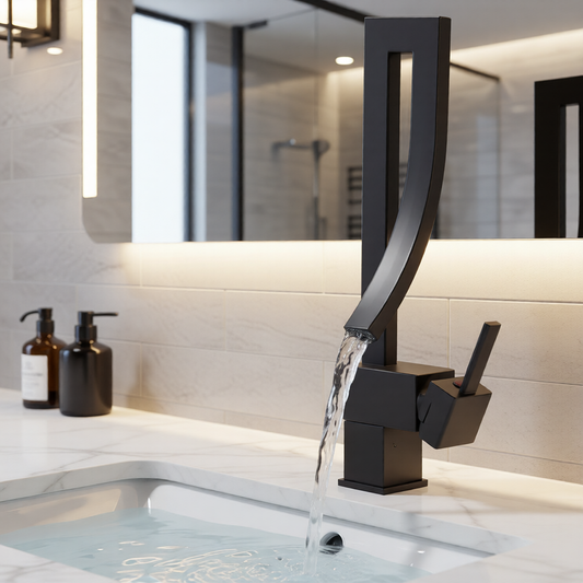Modern Waterfall Bathroom Basin Mixer Tap – Single Lever Hot & Cold Sink Faucet
