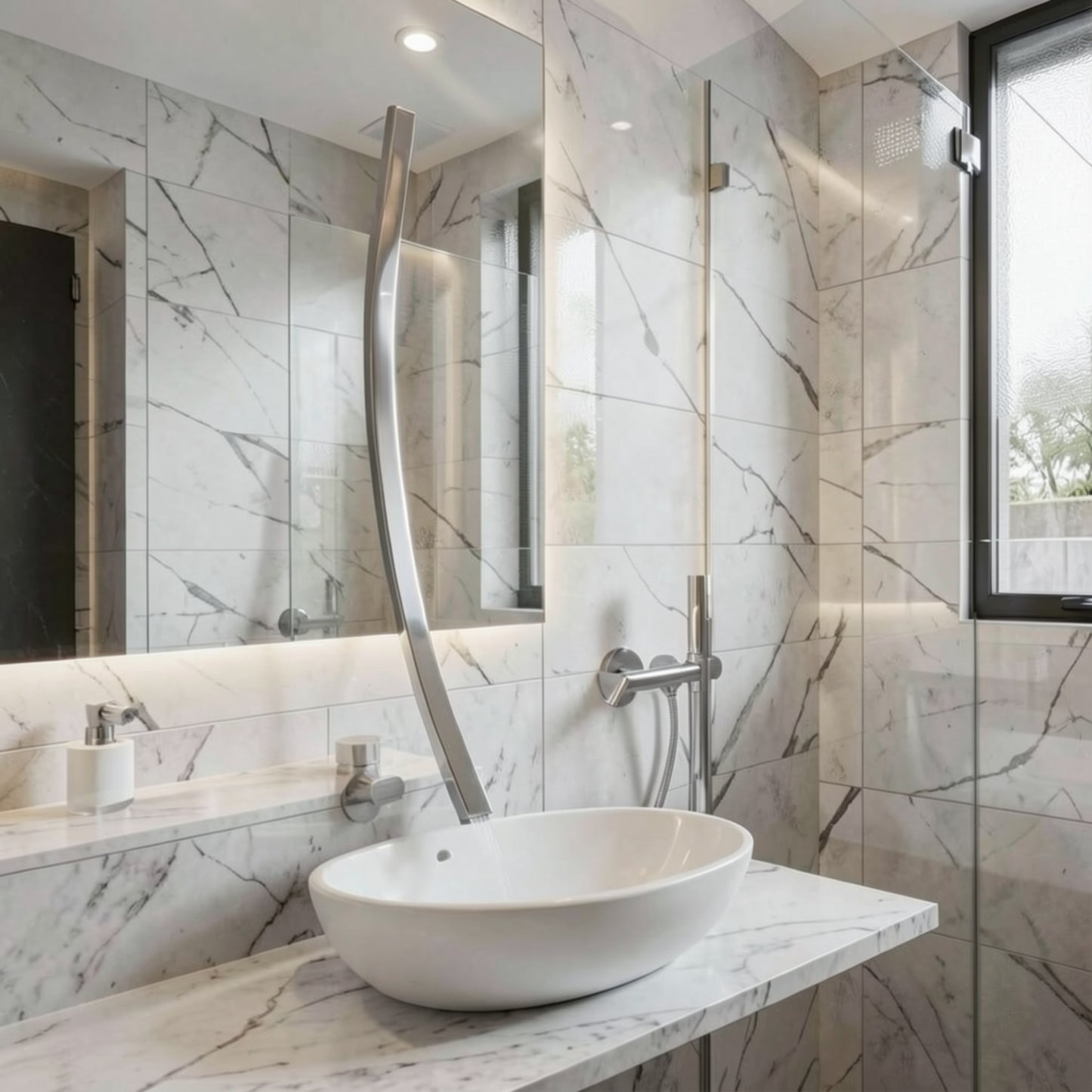 Wall Mounted 70cm Spout Waterfall Basin Faucet Single Handle Chrome Bathroom Mixer Tap Concealed Basin Sink