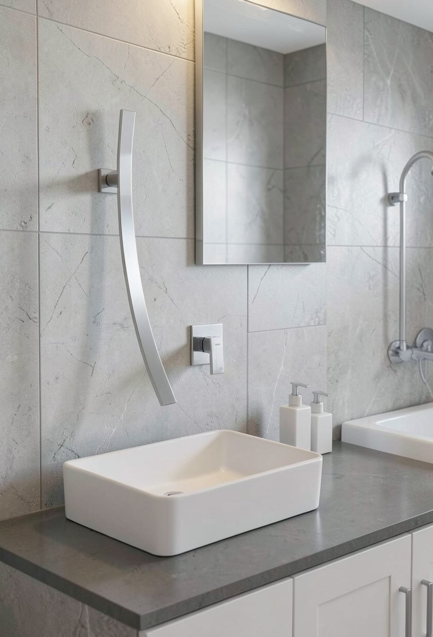 Wall Mounted 70cm Spout Waterfall Basin Faucet Single Handle Chrome Bathroom Mixer Tap Concealed Basin Sink