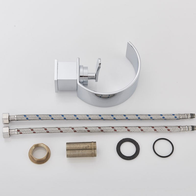 Semi Moon Basin Faucet Waterfall Bathroom Mixer Deck Mounted