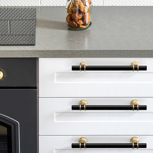 Modern Zinc Alloy Black Gold Door Handles