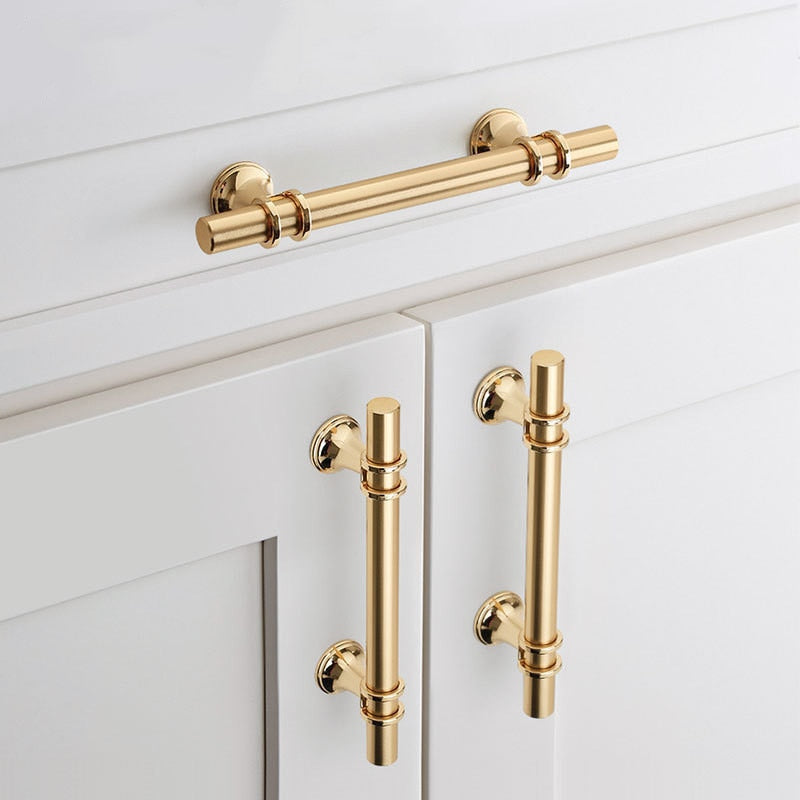 Modern Zinc Alloy Black Gold Door Handles