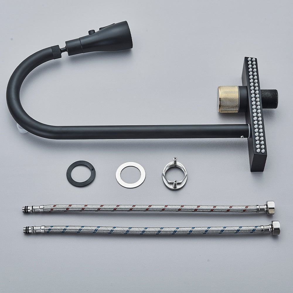Waterfall Black/Gray Kitchen Faucet Single Lever Mixer Tap Rotatable Sink Faucet